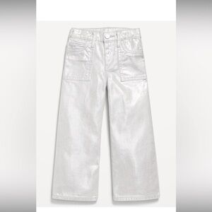 Old Navy Stylish High-Waisted Baggy Silver Wide-Leg Jeans for toddlers